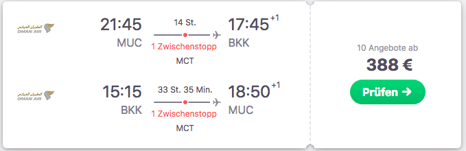 Flugpreise München nach Bangkok (Return)