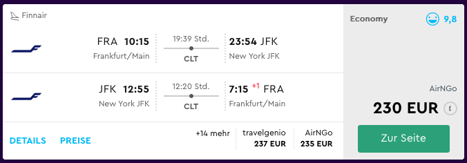 Flugpreis FRA nach NYC